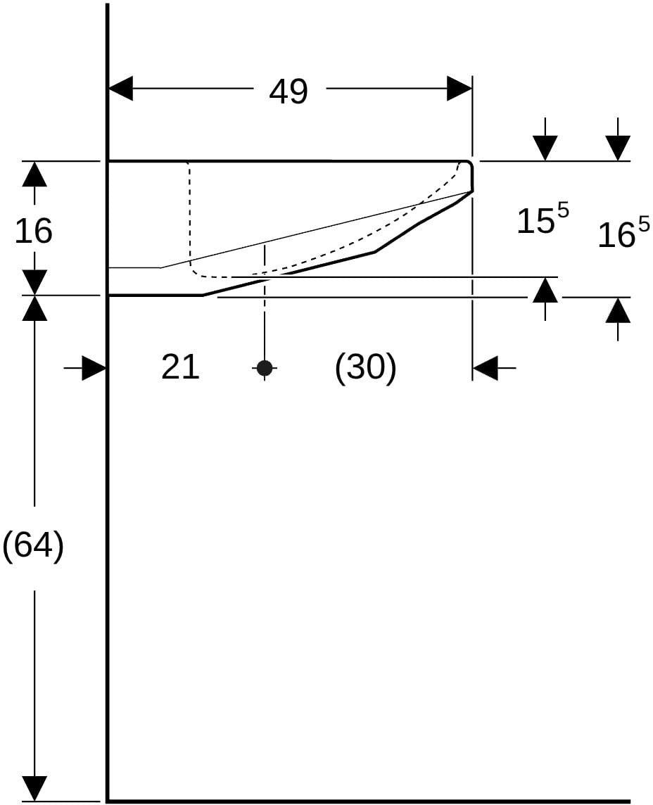 Geberit Paracelsus Waschtisch 64x49 cm barrierefrei, ohne Hahnloch, ohne Überlauf, weiß, KeraTect