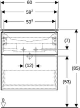 Geberit iCon Waschtischset 60 cm mit Unterschrank und 2 Schubladen in Weiß Hochglanz