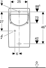 GEBERIT Renova Plan Urinal weiß – Wandhängend, Zulauf hinten, Abgang hinten, 0,5 l Spülvolumen