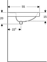 Geberit Preciosa Waschtisch 80x55 cm mit Ablagefläche, Hahnloch mittig, ohne Überlauf, weiß