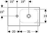 Geberit iCon Light Handwaschbecken 53x31 cm, Ablagefläche links, ohne Überlauf, weiß