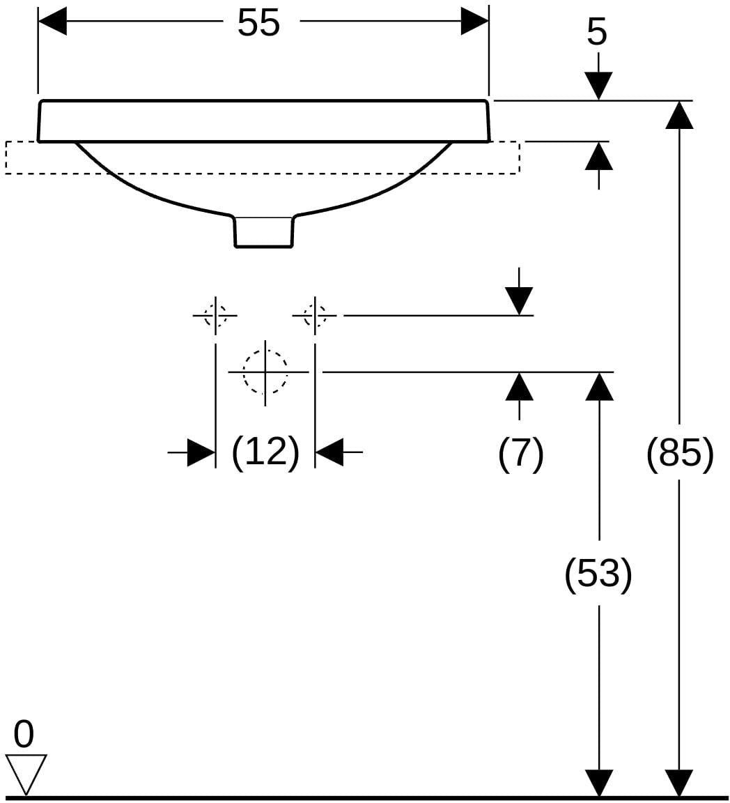 Geberit VariForm Einbauwaschtisch rechteckig 55x40 cm ohne Hahnloch ohne Überlauf weiß KeraTect
