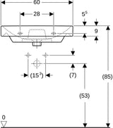 Geberit Smyle Waschtisch eckig 90x48 cm mit Hahnloch und Überlauf in Weiß