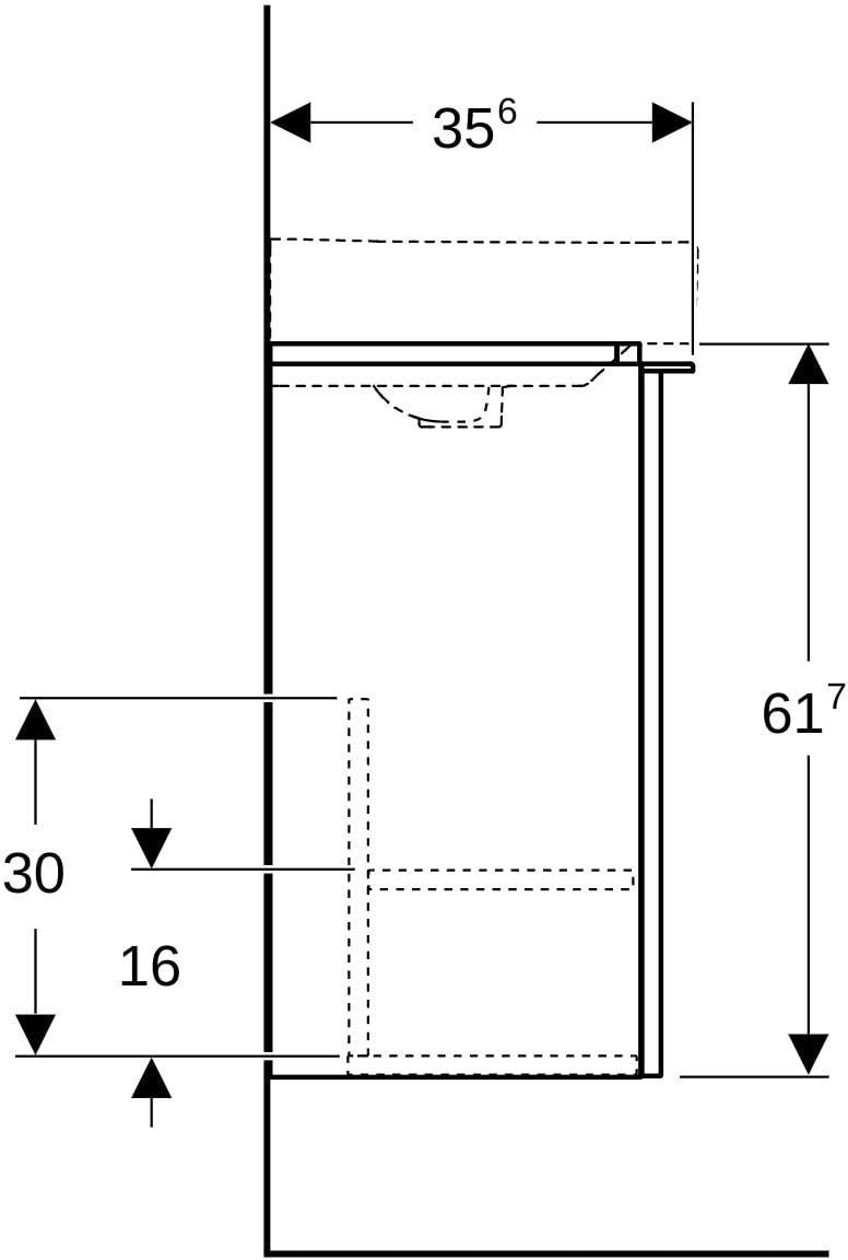 GEBERIT Smyle Unterschrank für Handwaschbecken, 44,2 cm, sandgrau hochglanz, mit 1 Tür rechts