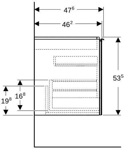 Geberit Acanto Waschtischunterschrank 119 cm, 2 Schubladen + 2 Innenschubladen, Weiß Hochglanz