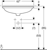 Geberit VariForm Unterbauwaschtisch elliptisch 62,5 cm weiß KeraTect ohne Hahnloch