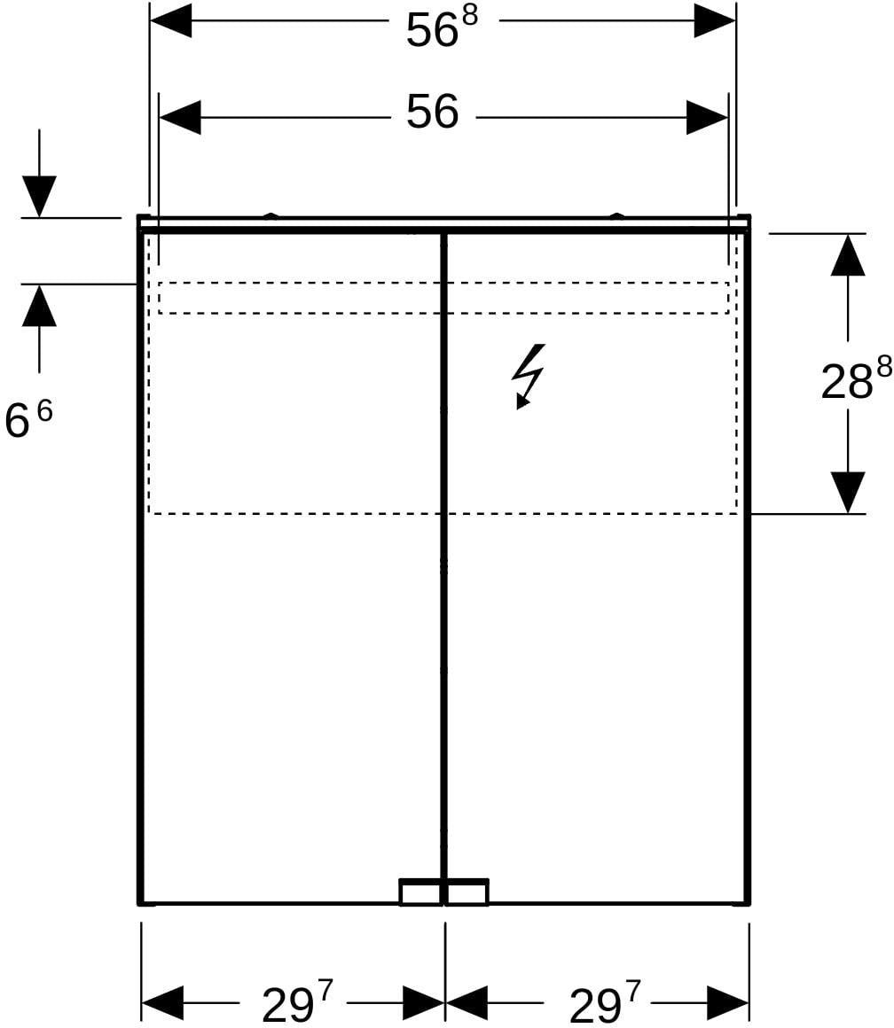 GEBERIT Option Basic Spiegelschrank mit LED-Beleuchtung, 2 Türen, 56 cm, weiß