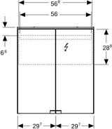 GEBERIT Option Basic Spiegelschrank mit LED-Beleuchtung, 2 Türen, 56 cm, weiß