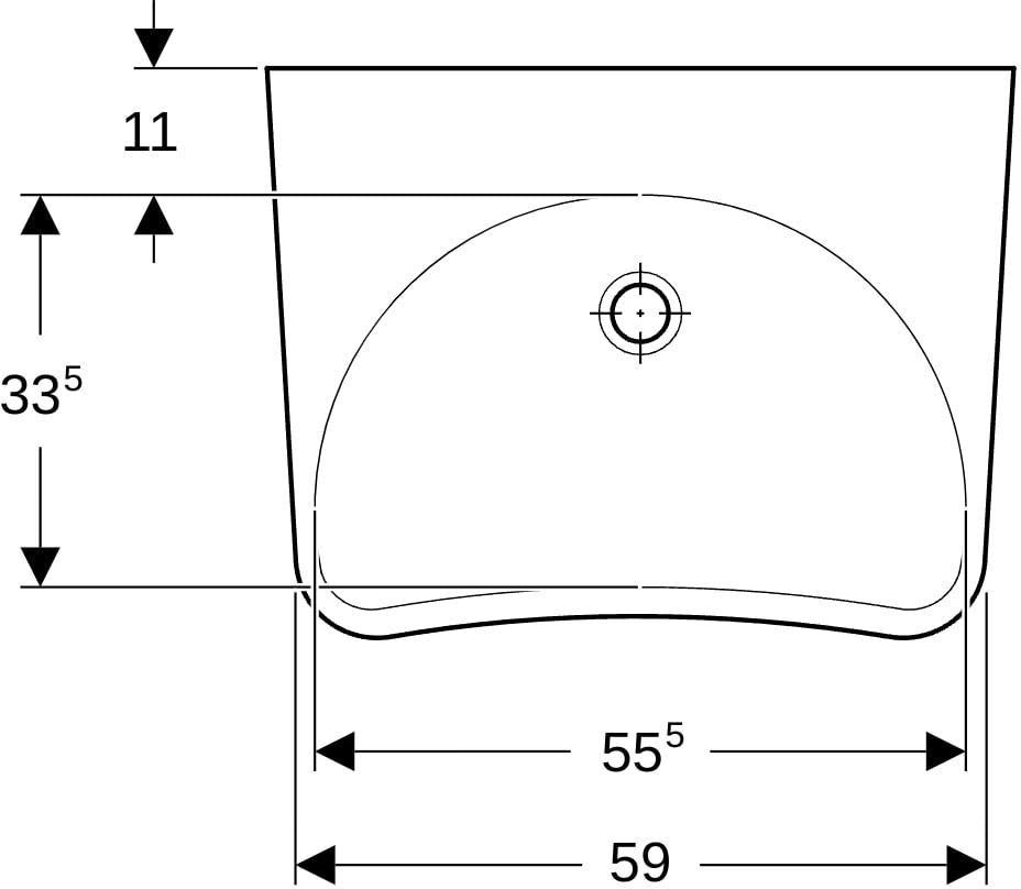 Geberit Paracelsus Waschtisch 64x49 cm barrierefrei, ohne Hahnloch, ohne Überlauf, weiß, KeraTect