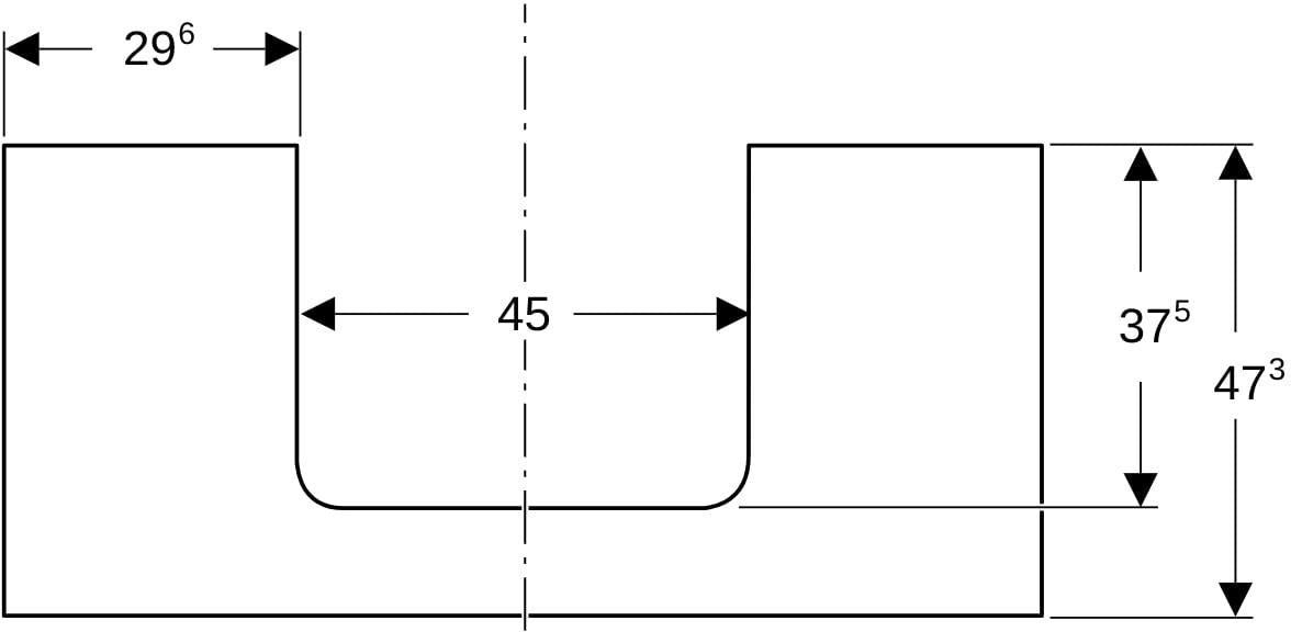 Geberit ONE Waschtischplatte 75x3x47 cm weiß hochglänzend mit mittigem Ausschnitt für Aufsatzwaschtisch