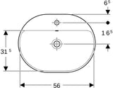 GEBERIT VariForm Einbauwaschtisch elliptisch 60x45 cm mit Hahnlochbank & KeraTect Weiß