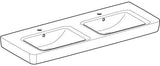 Geberit Renova Plan Doppelwaschtisch 130x48 cm mit Hahnloch und Überlauf in Weiß