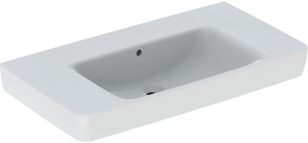 Geberit Renova Plan Waschtisch 90x48 cm mit Ablagefläche, Hahnloch mittig, weiß
