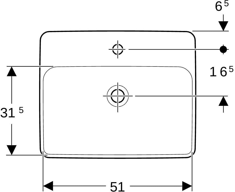 Geberit VariForm Einbauwaschtisch 55x45cm rechteckig mit Hahnlochbank, weiß KeraTect
