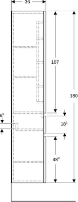 Geberit Renova Plan Hochschrank 39x180x36 cm Nussbaum hickory, 2 Türen, 1 Schublade