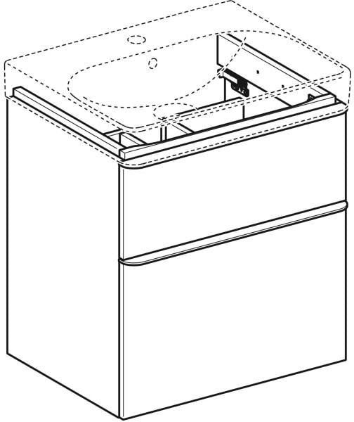 Geberit Smyle Unterschrank für Waschtisch eckig mit 2 Schubladen 118,4 cm sandgrau