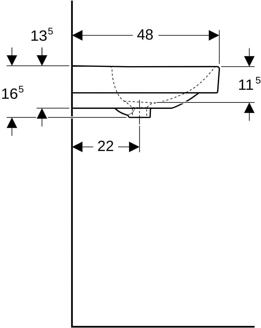 Geberit Smyle Waschtisch eckig 90x48 cm mit Hahnloch und Überlauf in Weiß