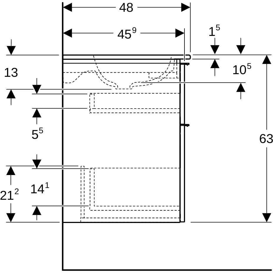 Geberit iCon Waschtischset 90 cm mit Unterschrank, 2 Schubladen, weiß hochglanz