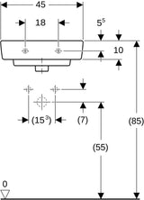 Geberit Renova Plan Handwaschbecken 45x34 cm weiß mit Hahnloch mittig und Überlauf