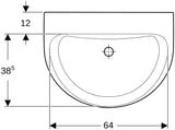 Geberit Renova Waschtisch 65x50 cm ohne Hahnloch, ohne Überlauf, weiß – Wandmontage