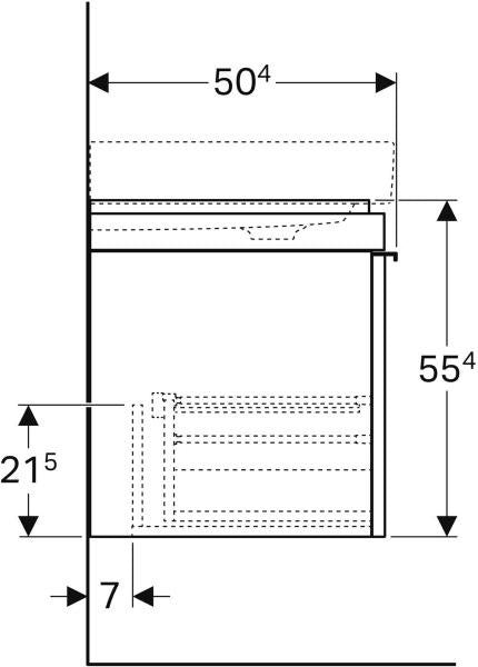 Geberit Citterio Unterschrank für Waschtisch, 73,4 cm, 1 Schublade, Eiche graubraun
