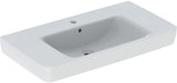 Geberit Renova Plan Aufsatz-Waschtisch 75x48 cm mit Ablagefläche, Hahnloch und Überlauf in Weiß