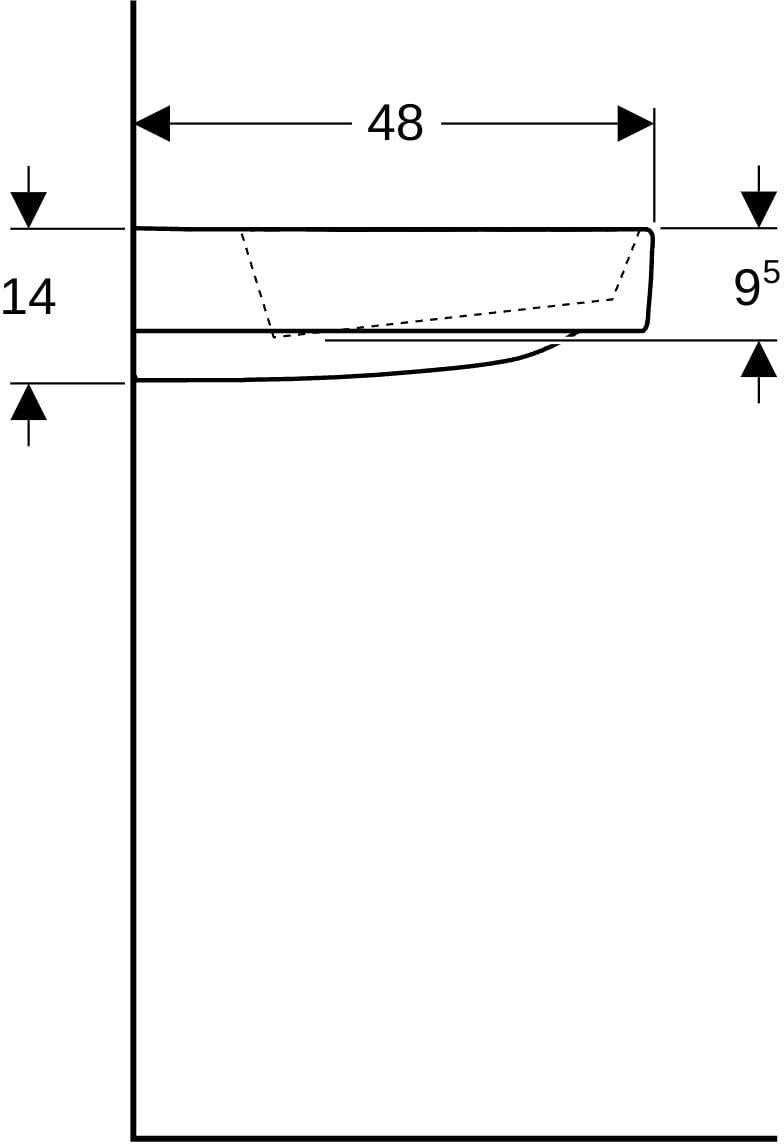 Geberit ONE Waschtisch 90x48 cm CleanDrain, Ablage rechts, ohne Hahnloch, KeraTect weiß