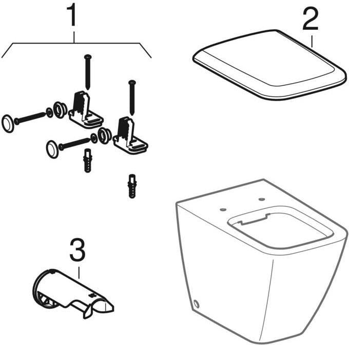 Geberit iCon Stand-WC eckig, Tiefspüler, Rimfree, wandbündig, weiß