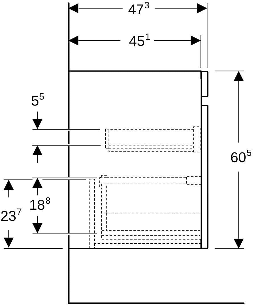Geberit Renova Plan Unterschrank für Möbelwaschtisch, 1 Schublade, Nussbaum hickory hell, 53,8 cm