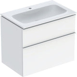 Geberit iCon Waschtischset 75 cm mit Unterschrank, 2 Schubladen, weiß hochglanz, Griff weiß matt