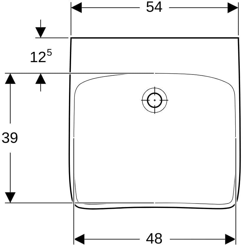 GEBERIT Renova Comfort Waschtisch barrierefrei 55x55 cm ohne Hahnloch ohne Überlauf weiß