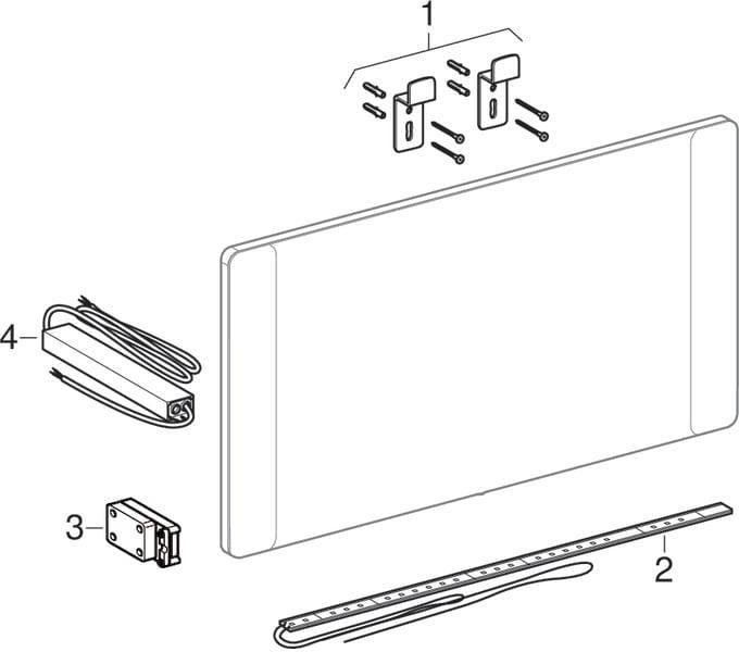 Geberit Option Lichtspiegel 90x65 cm mit LED-Beleuchtung oben – Aluminium gebürstet