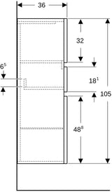 Geberit Renova Plan Mittelhochschrank 39 cm Nussbaum hickory – 2 Türen, 1 Schublade, wandhängend