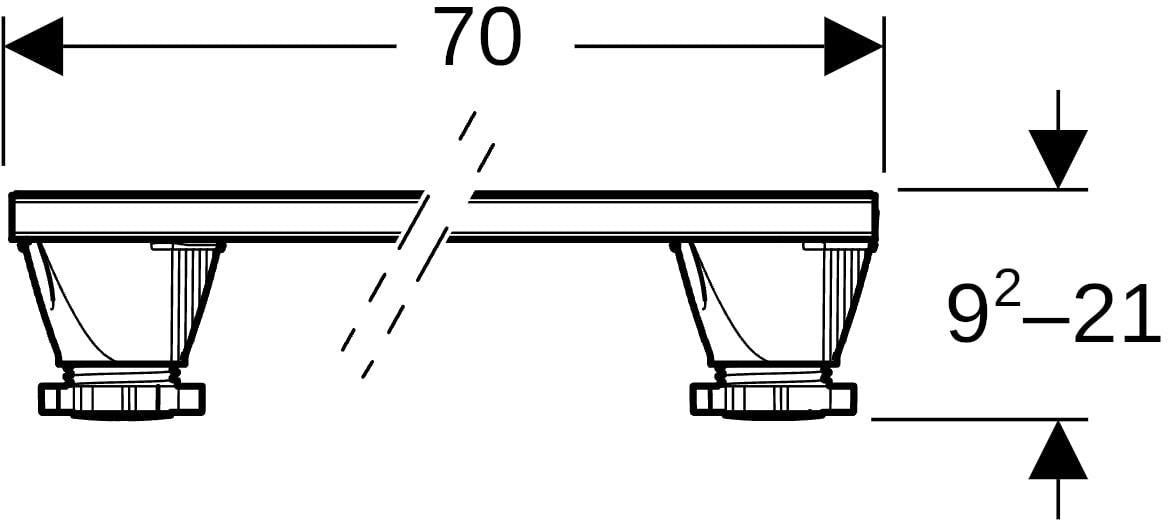Geberit Set Füße und 4 Traversen 625mm für Duschwannen aus Steinharz, höhenverstellbar