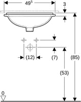 Geberit VariForm Unterbauwaschtisch oval 49,5 cm mit KeraTect und Überlauf