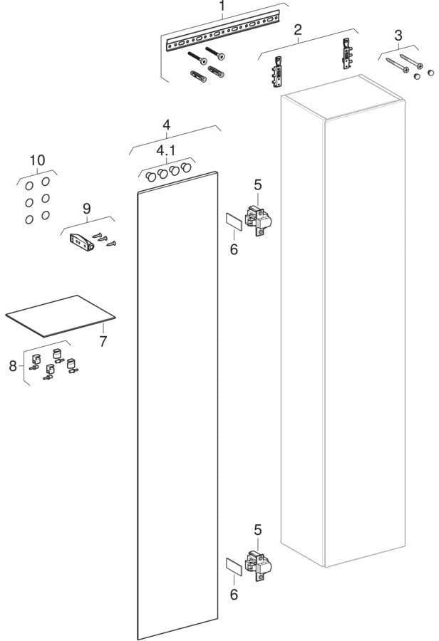 Geberit iCon Hochschrank 36 cm mit 1 Tür, weiß hochglänzend, Soft-Close