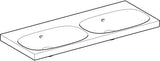 Geberit Acanto Doppel-Waschtisch 120x48 cm, wandmontiert, ohne Hahnloch, weiß