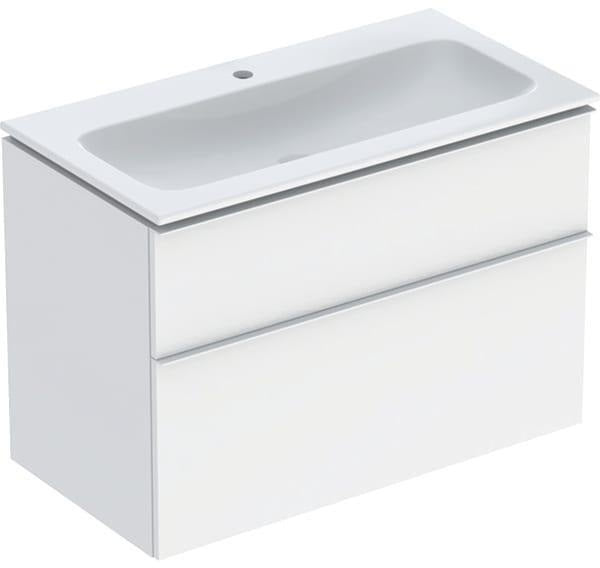Geberit iCon Waschtischset 90 cm mit Unterschrank, 2 Schubladen, weiß hochglanz