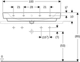 GEBERIT Renova Plan Aufsatzwaschtisch 100x48 cm, 2 Hahnlöcher, mit Überlauf, weiß