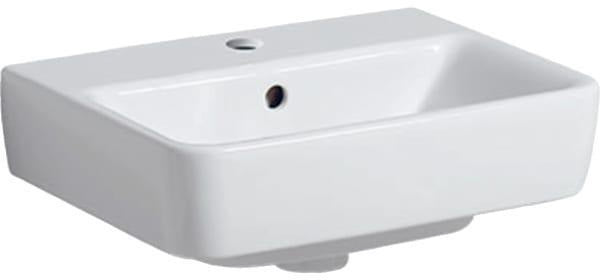 Geberit Renova Plan Aufsatz-Handwaschbecken 45x34 cm mit Hahnloch und Überlauf in Weiß