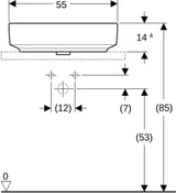 Geberit VariForm Aufsatz-Waschtisch 55x40 cm, weiß, KeraTect, ohne Hahnloch