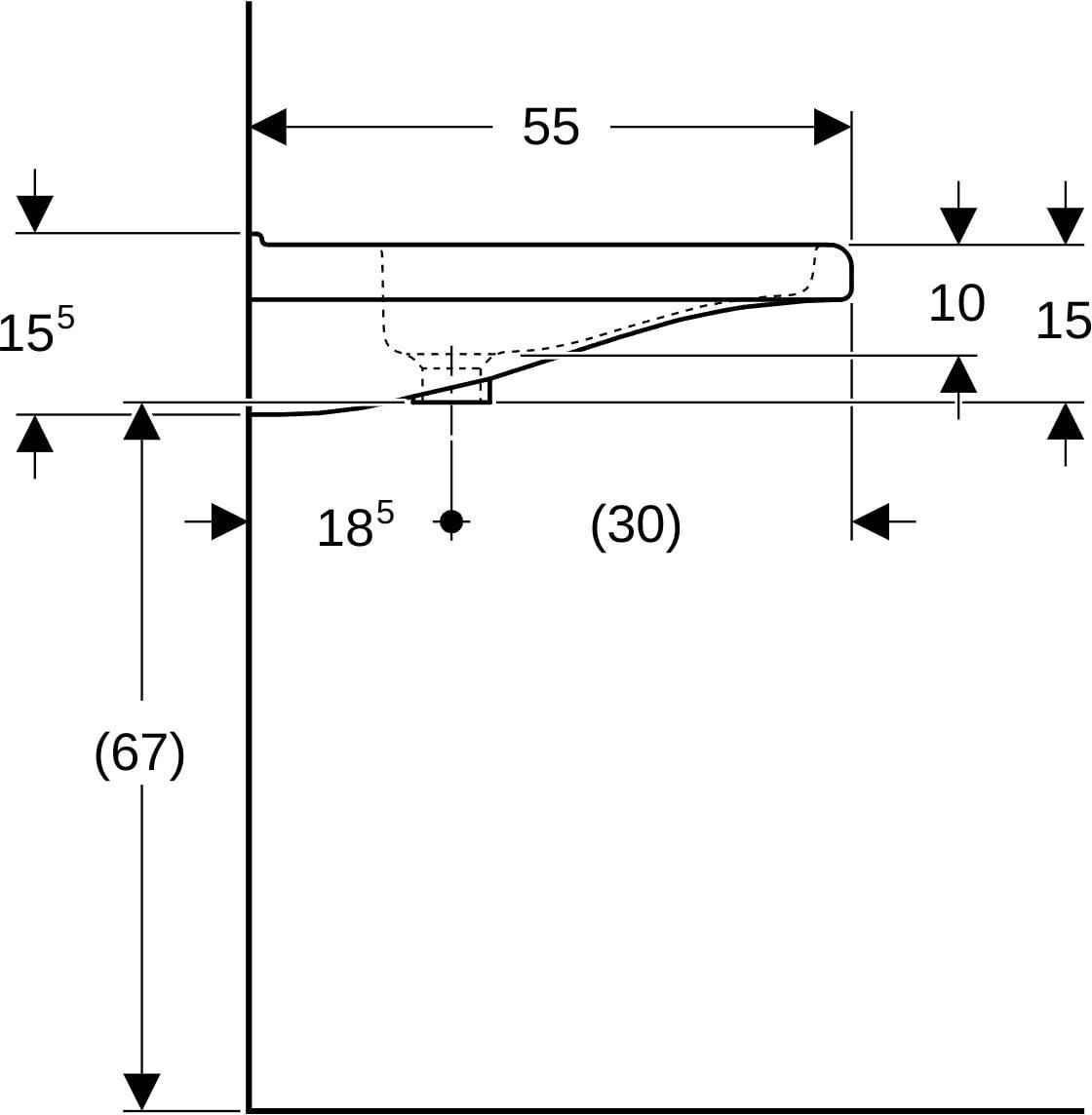 GEBERIT Renova Comfort Waschtisch 75x55 cm eckig barrierefrei ohne Hahnloch weiß