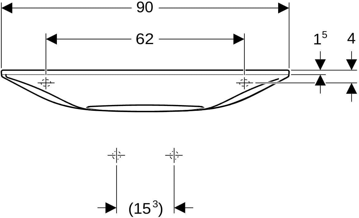 Geberit ONE Waschtisch 90x40 cm mit CleanDrain und KeraTect, weiß mit chrom gebürsteter Blende