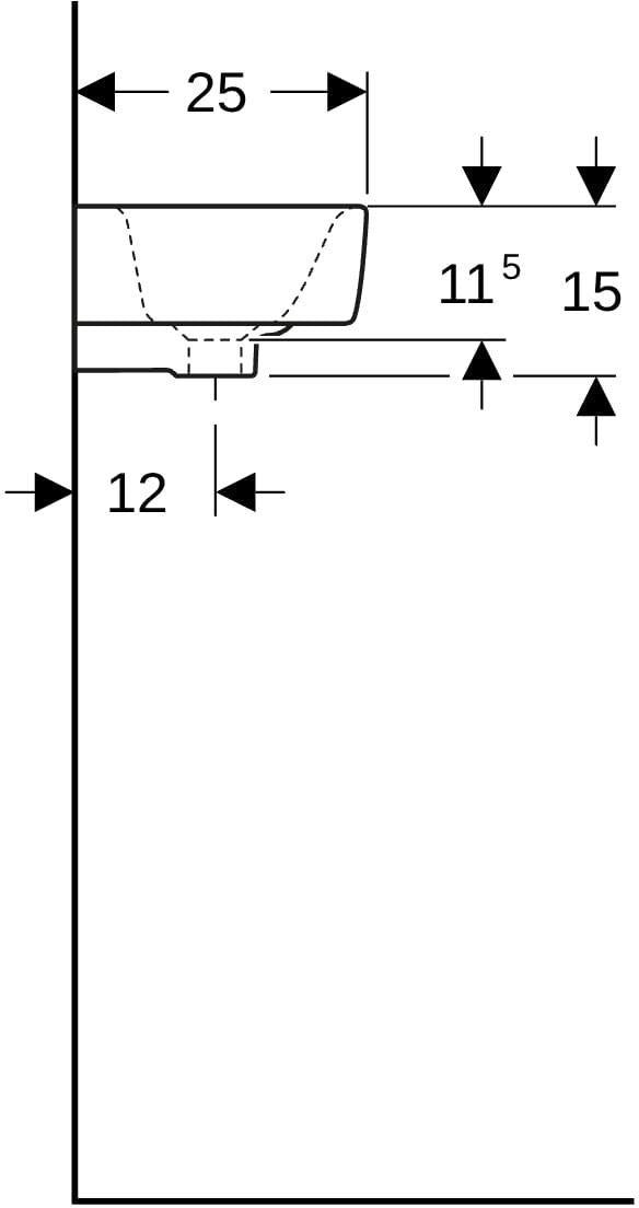 Geberit Renova Compact Handwaschbecken 50 x 25 cm, weiß, Hahnloch rechts, mit Überlauf