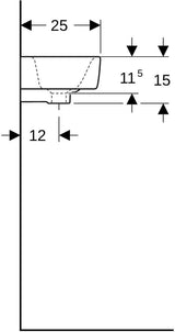 Geberit Renova Compact Handwaschbecken 50 x 25 cm, weiß, Hahnloch rechts, mit Überlauf