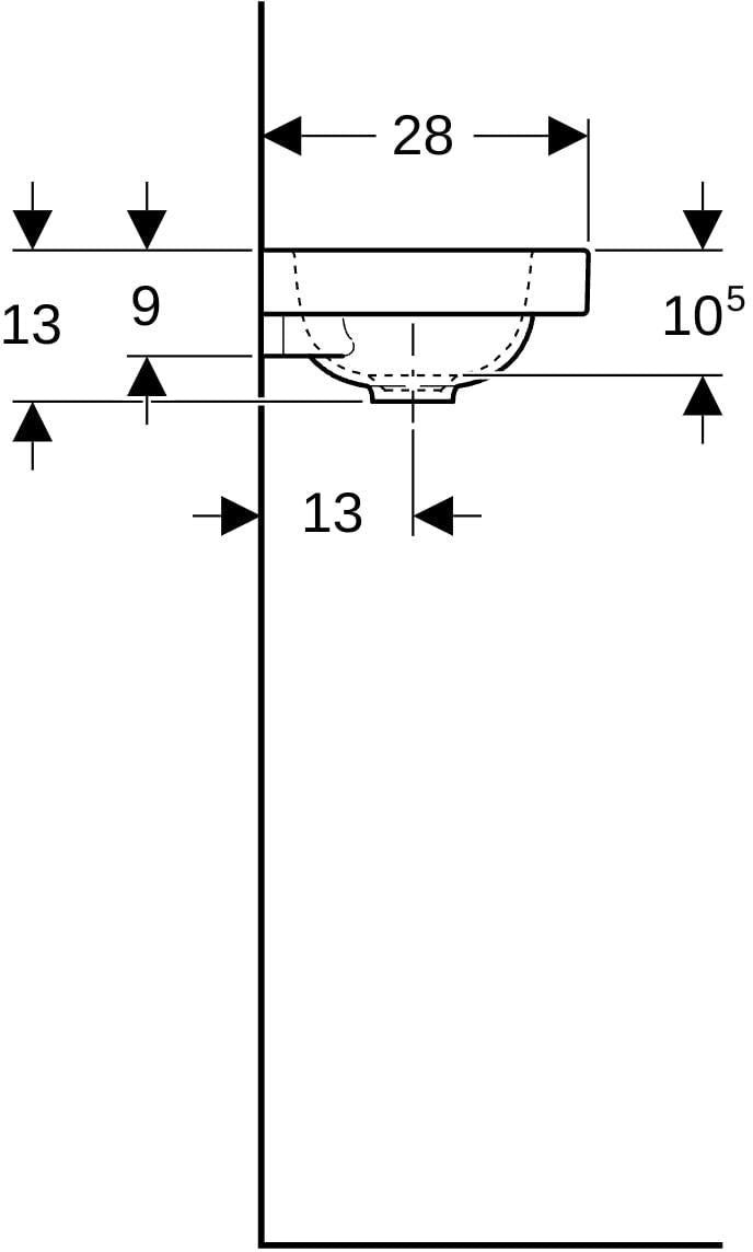 Geberit iCon Light Handwaschbecken 38x28 cm mit Hahnloch rechts, ohne Überlauf, weiß