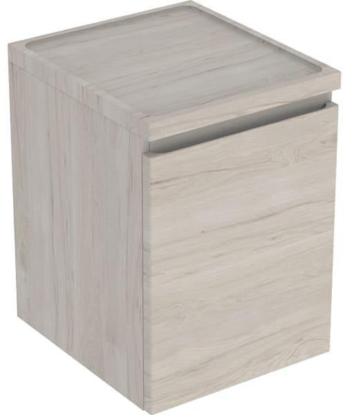 Geberit Renova Plan Seitenschrank 40 cm mit Schublade, Nussbaum hickory hell – wandhängend, Selbsteinzug