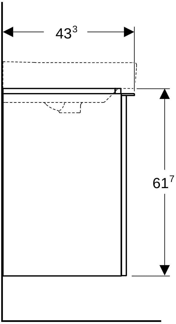 GEBERIT Smyle Wand-Waschtischunterschrank 53,6 cm Nussbaum mit 1 Tür links