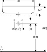 Geberit VariForm Aufsatzwaschtisch rechteckig 60x45cm mit Hahnloch und KeraTect in Weiß