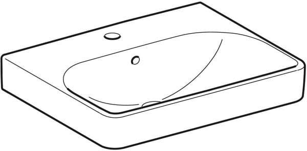 Geberit Smyle Waschtisch eckig 90x48 cm mit Hahnloch und Überlauf in Weiß